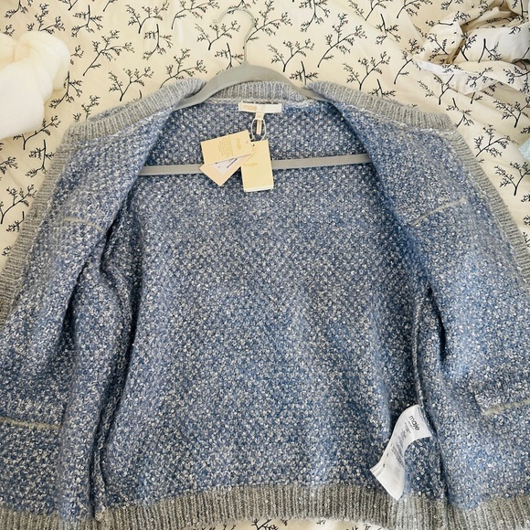 Maje Light Blue Tweed Sequin Cardigan Jacket Size 2 NWT - Picture 10 of 14